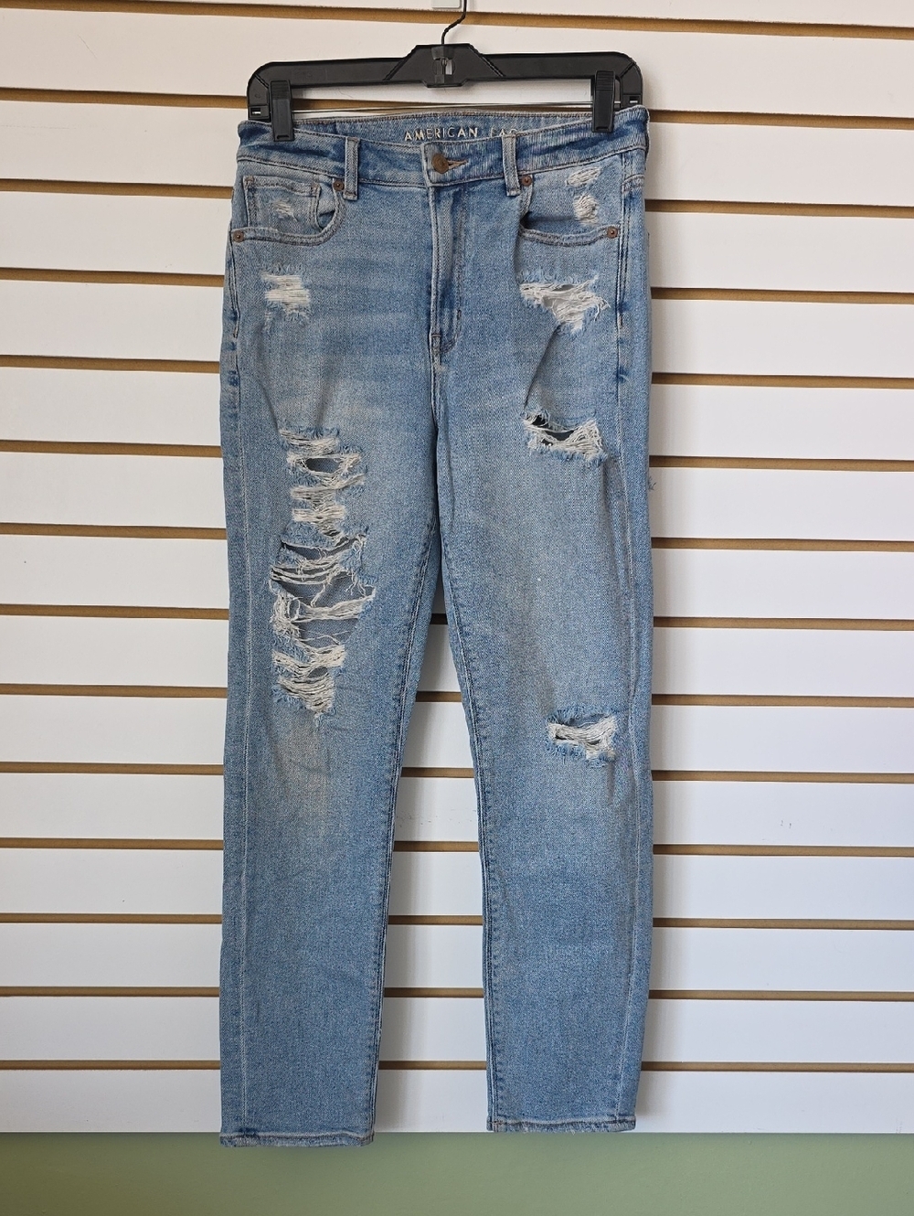 AE Distressed Straight Leg Mom Jeans 2